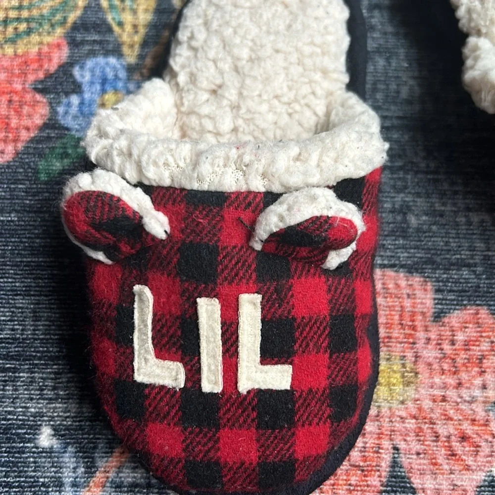 Dearfoams Lil Bear Little Kid Plaid Slippers, Size 9-10